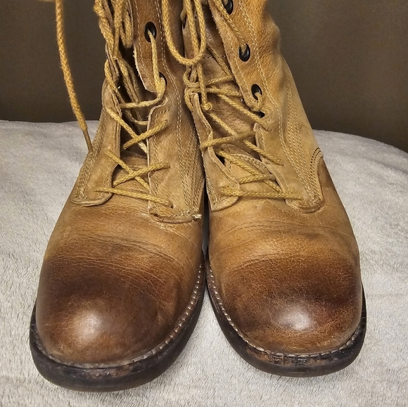 Timberland Tan Ankle Boots with Red Plaid Accent - Picture 7 of 9